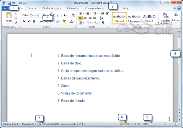 Entorno de trabajo de word