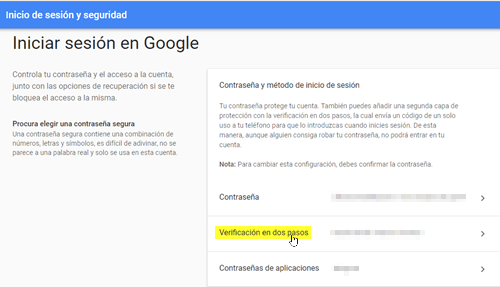 Codigos de seguridad google