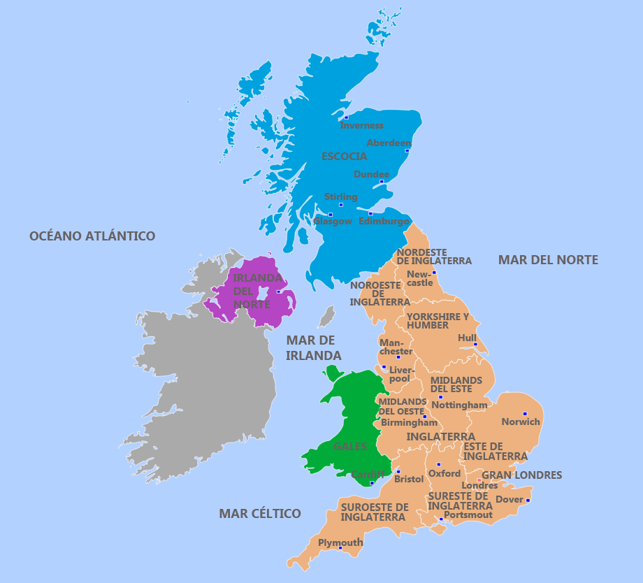Mapa politico gran bretaña