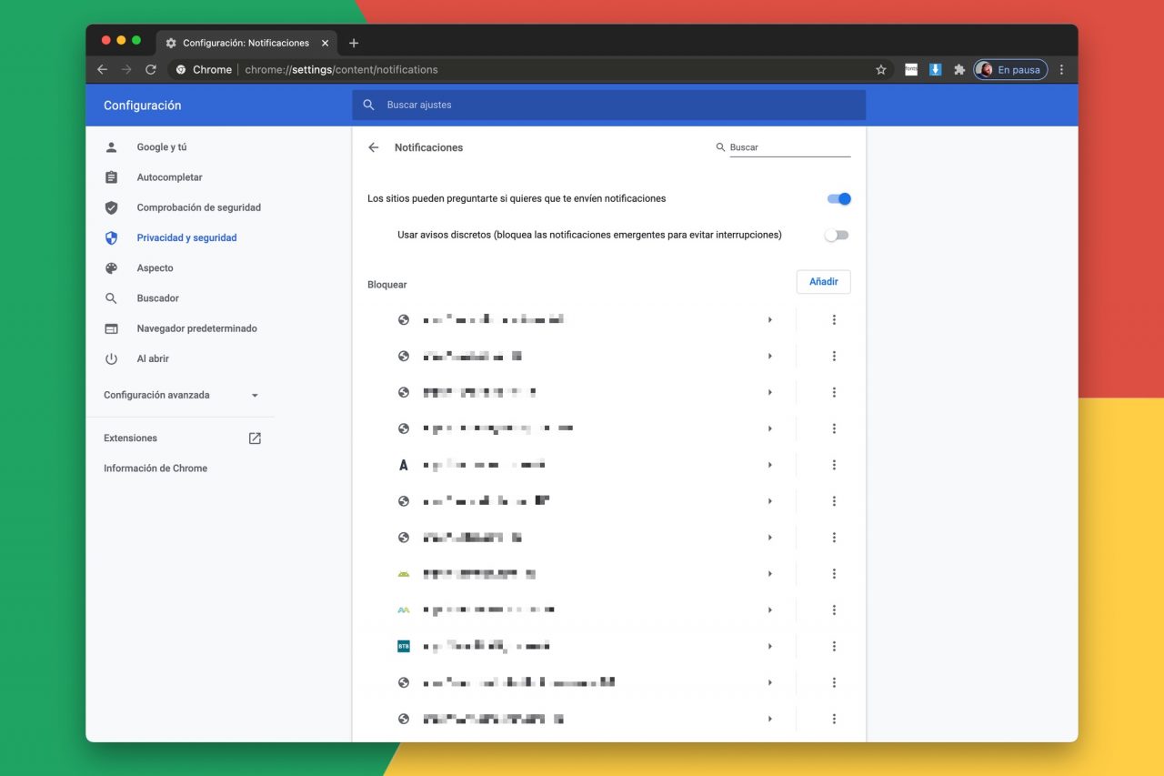 Como desactivar notificaciones en chrome
