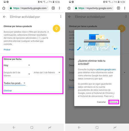 Como eliminar las busquedas de google