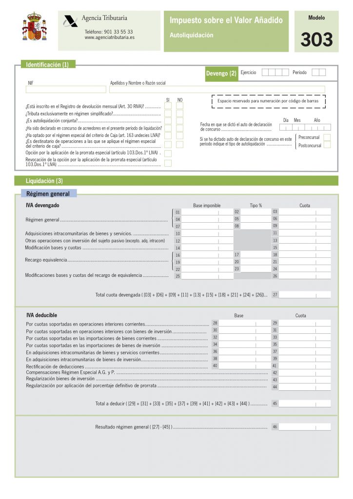 Impreso modelo 030 para imprimir